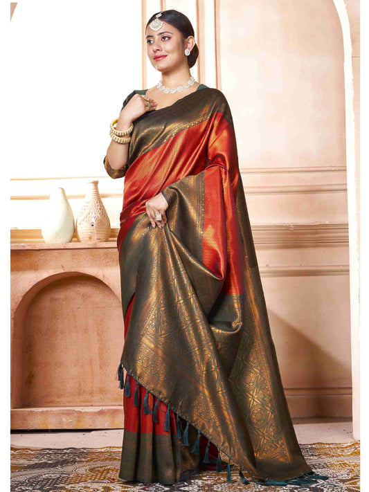 Orange Kanchipuram Silk Saree