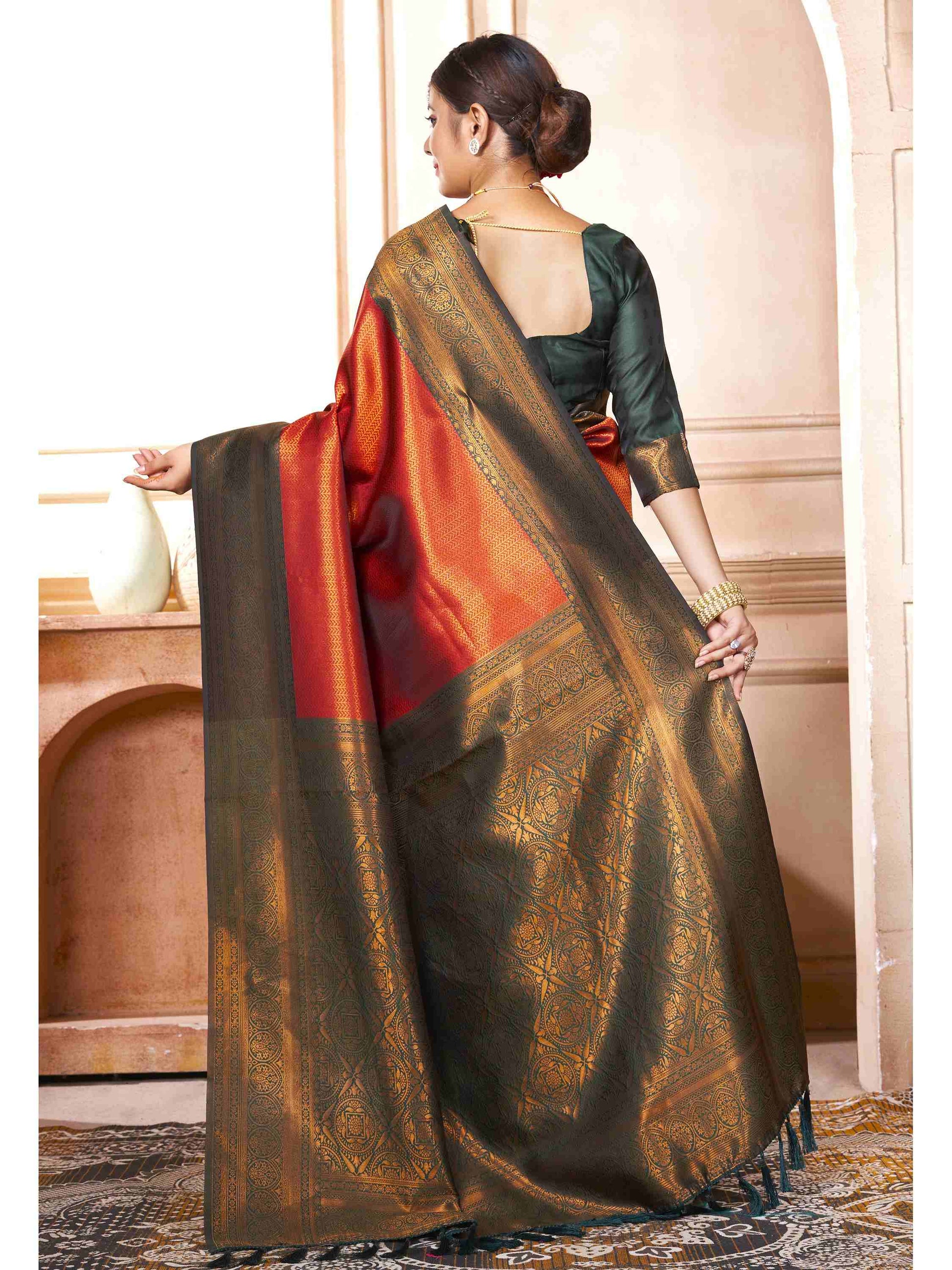 Orange Kanchipuram Silk Saree