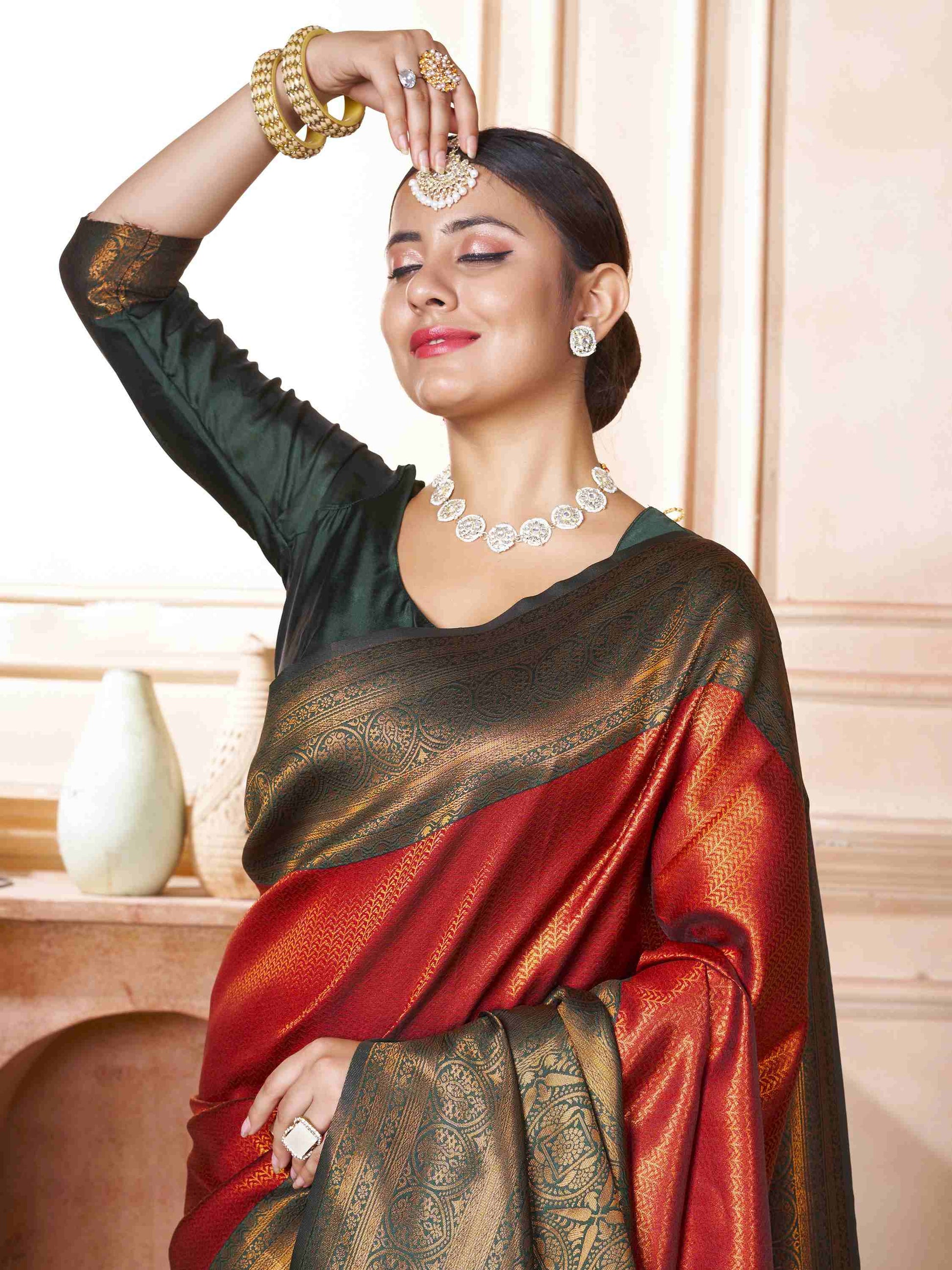 Orange Kanchipuram Silk Saree