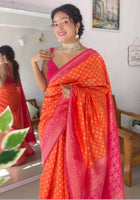 Orange Litchi Silk Saree