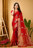 Organza Saree Maroon