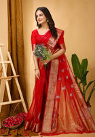 Organza Saree Maroon