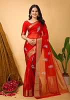 Organza Saree Red