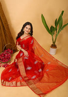 Organza Saree Red