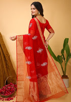 Organza Saree Red