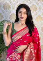 Pink Banarasi silk saree