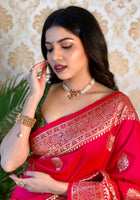 Pink Banarasi silk saree
