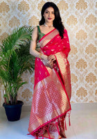Pink Banarasi silk saree