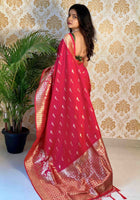 Pink Banarasi silk saree