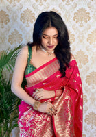 Pink Banarasi silk saree