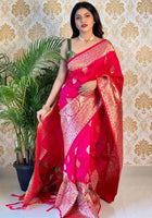 Pink Banarasi silk saree