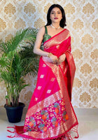Pink Banarasi silk saree