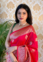Pink Banarasi silk saree