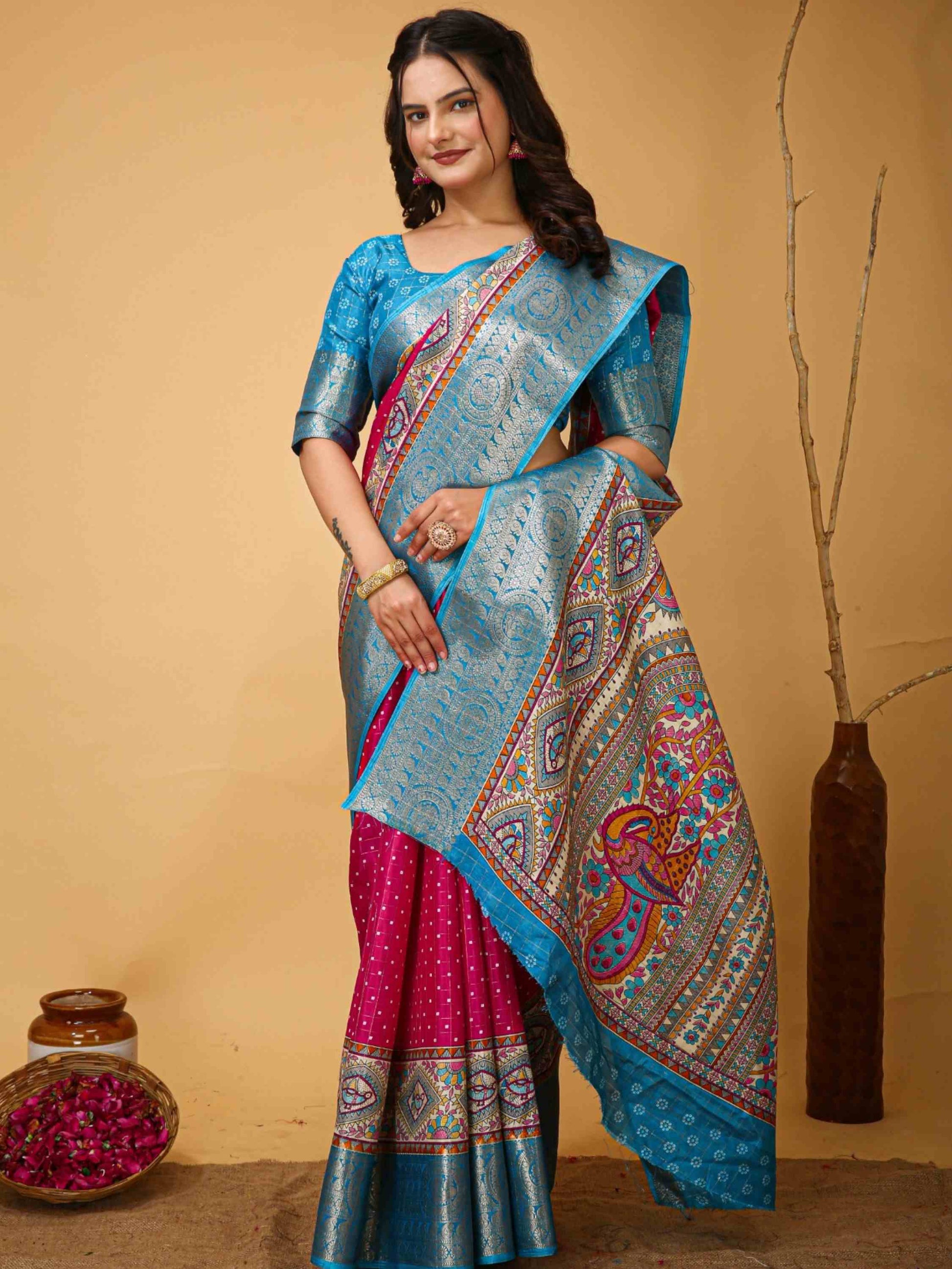 Pink Dola Silk Cotton Saree
