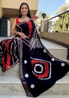 Pure Mulmul Cotton Saree Black