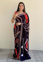 Pure Mulmul Cotton Saree Black