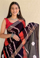 Pure Mulmul Cotton Saree Black