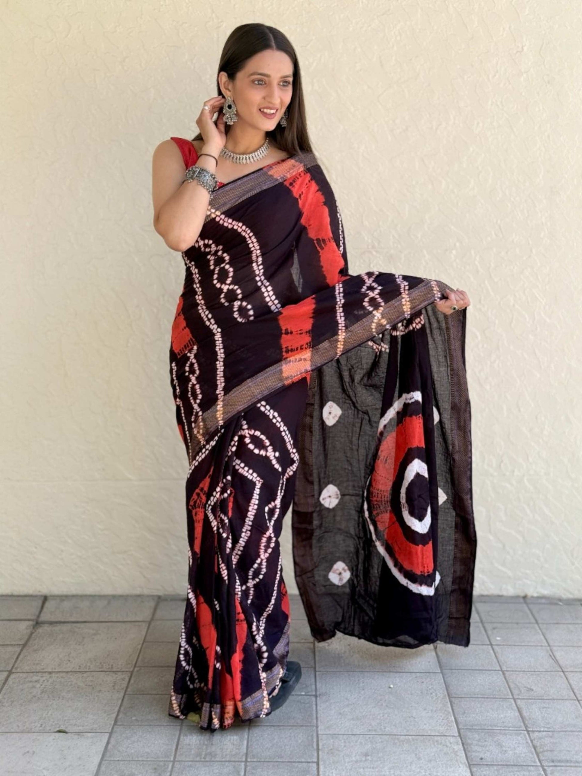 Pure Mulmul Cotton Saree Black