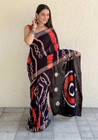 Pure Mulmul Cotton Saree Black
