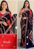 Pure Mulmul Cotton Saree Black