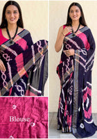 Pure Mulmul Cotton Saree Blue
