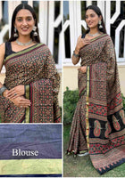 Pure Mulmul Cotton Saree Blue