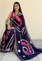 Pure Mulmul Cotton Saree Blue