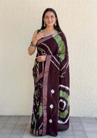 Pure Mulmul Cotton Saree Coffee