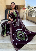 Pure Mulmul Cotton Saree Coffee
