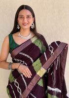 Pure Mulmul Cotton Saree Coffee