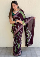 Pure Mulmul Cotton Saree Coffee