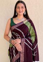 Pure Mulmul Cotton Saree Coffee