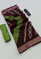 Pure Mulmul Cotton Saree Coffee