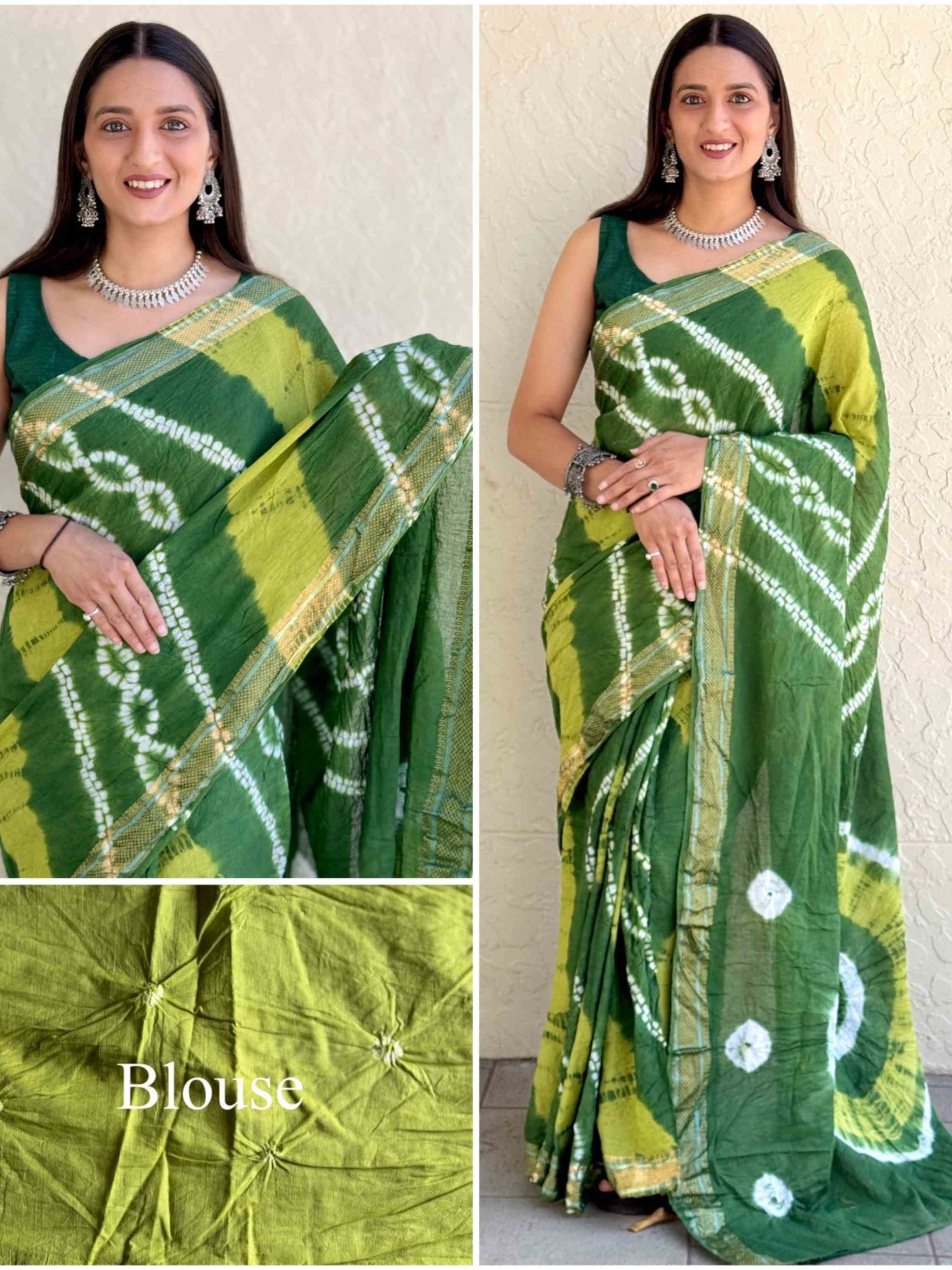 Pure Mulmul Cotton Saree Green