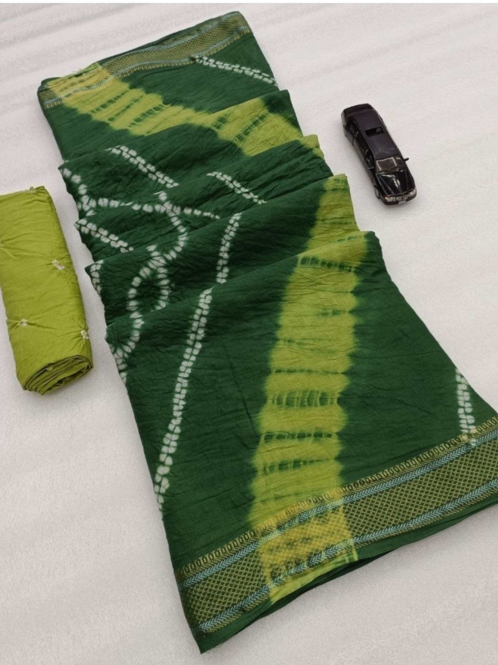 Pure Mulmul Cotton Saree Green