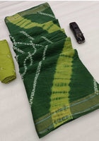 Pure Mulmul Cotton Saree Green