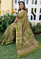 Pure Mulmul Cotton Saree Green