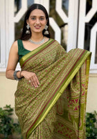 Pure Mulmul Cotton Saree Green