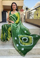 Pure Mulmul Cotton Saree Green