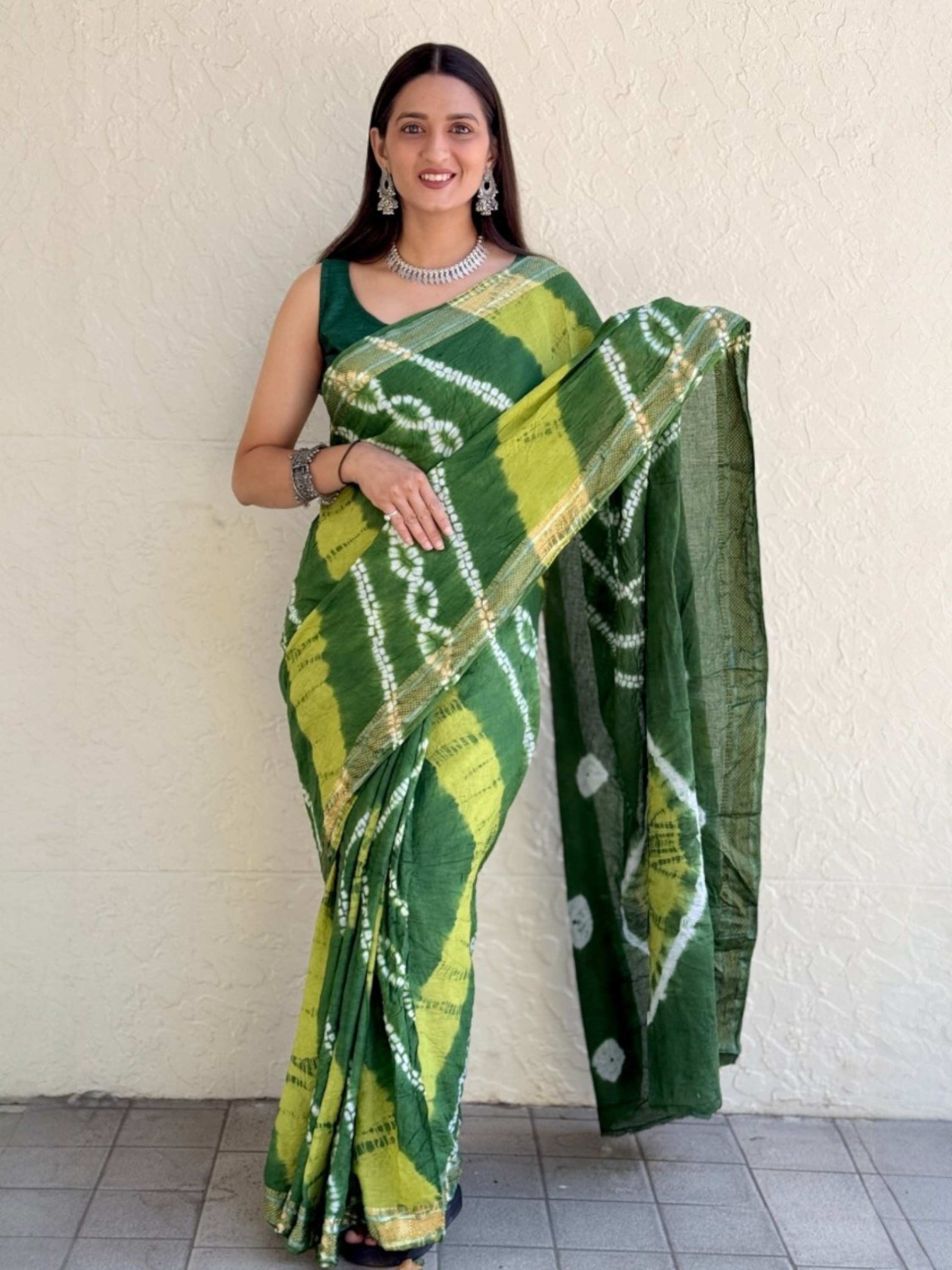 Pure Mulmul Cotton Saree Green