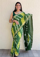 Pure Mulmul Cotton Saree Green