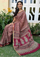 Pure Mulmul Cotton Saree Maroon