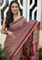Pure Mulmul Cotton Saree Maroon