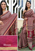 Pure Mulmul Cotton Saree Maroon