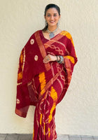 Pure Mulmul Cotton Saree Red