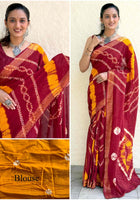 Pure Mulmul Cotton Saree Red