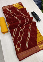 Pure Mulmul Cotton Saree Red