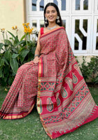 Pure Mulmul Cotton Saree Red