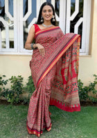 Pure Mulmul Cotton Saree Red