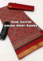 Pure Mulmul Cotton Saree Red